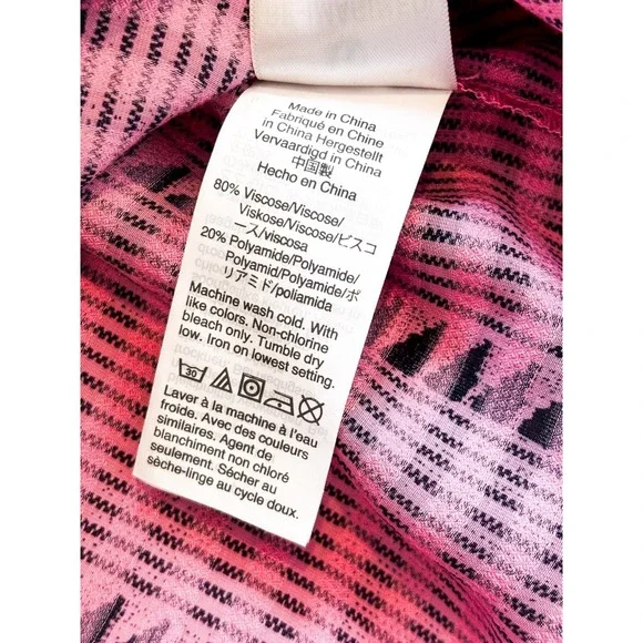 J.‎ Crew Half Button Geometric Pink Blouse Size L - Picture 7 of 10